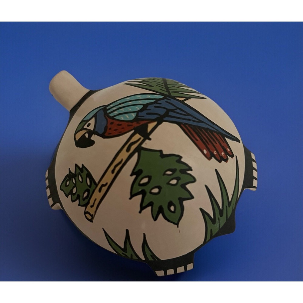 Mata Ortiz Pottery Martha Hernandezβ Turtle Parrot McCaw Bird Art Clay Mexican